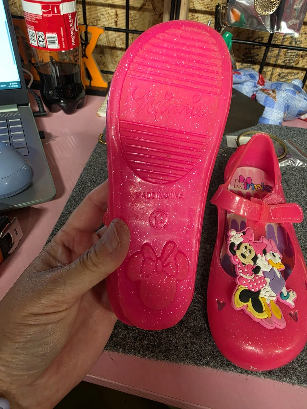 AT -1 Disney Girls' Hot Pink Minnie & Daisy Mary Jane Sandals